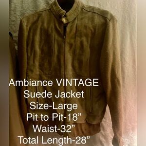 Ambiance Vintage Suede Bomber Jacket - Tan